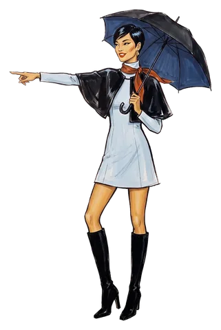 A woman with an open umbrella; tag: Heated patio with ocean views