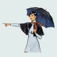 A woman with an open umbrella