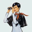 A woman looking through binoculars