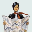 A woman holding a road map